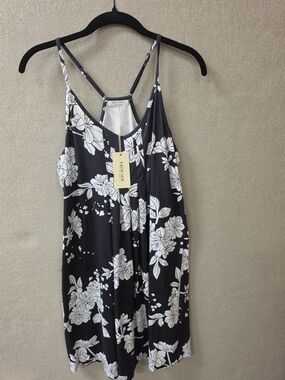 EKOUAER Black & White Floral Midi Sundress